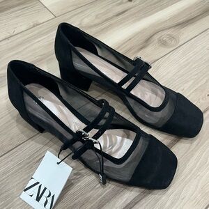 Zara Black Mesh Heels for Women